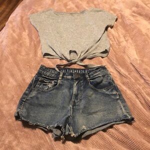 I’m selling a crop top size small and cotton on high waisted shorts (bundle).